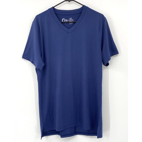 ZYIA Other - Zyia Active Mens V-Neck T-Shirt Large Navy Blue Short Sleeves Stretch Pullover